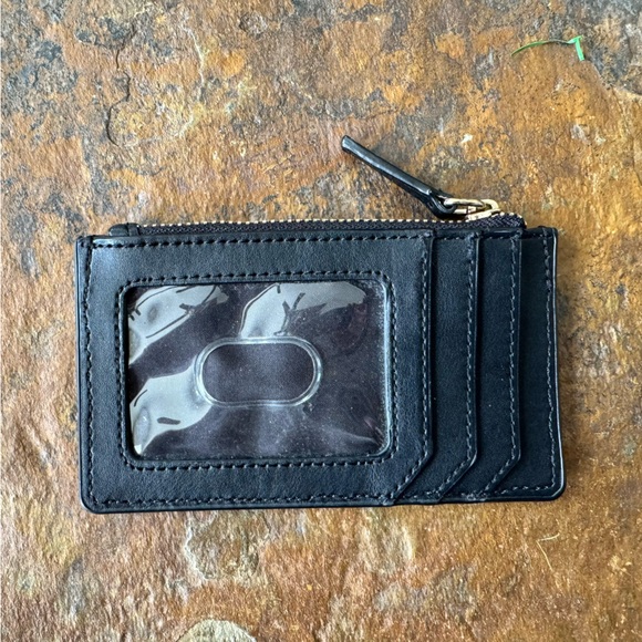 Express Glitter Black and Gold Wallet with Zipper ID Slot 5 x 3 inches - Picture 3 of 6